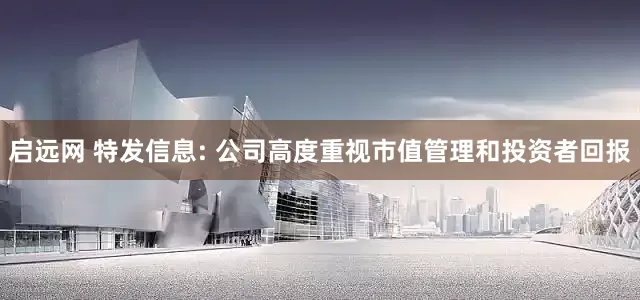启远网 特发信息: 公司高度重视市值管理和投资者回报